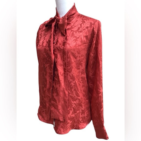 Daniela Corte Patterned Silk Tie Neck Blouse Size 40 - Picture 5 of 10